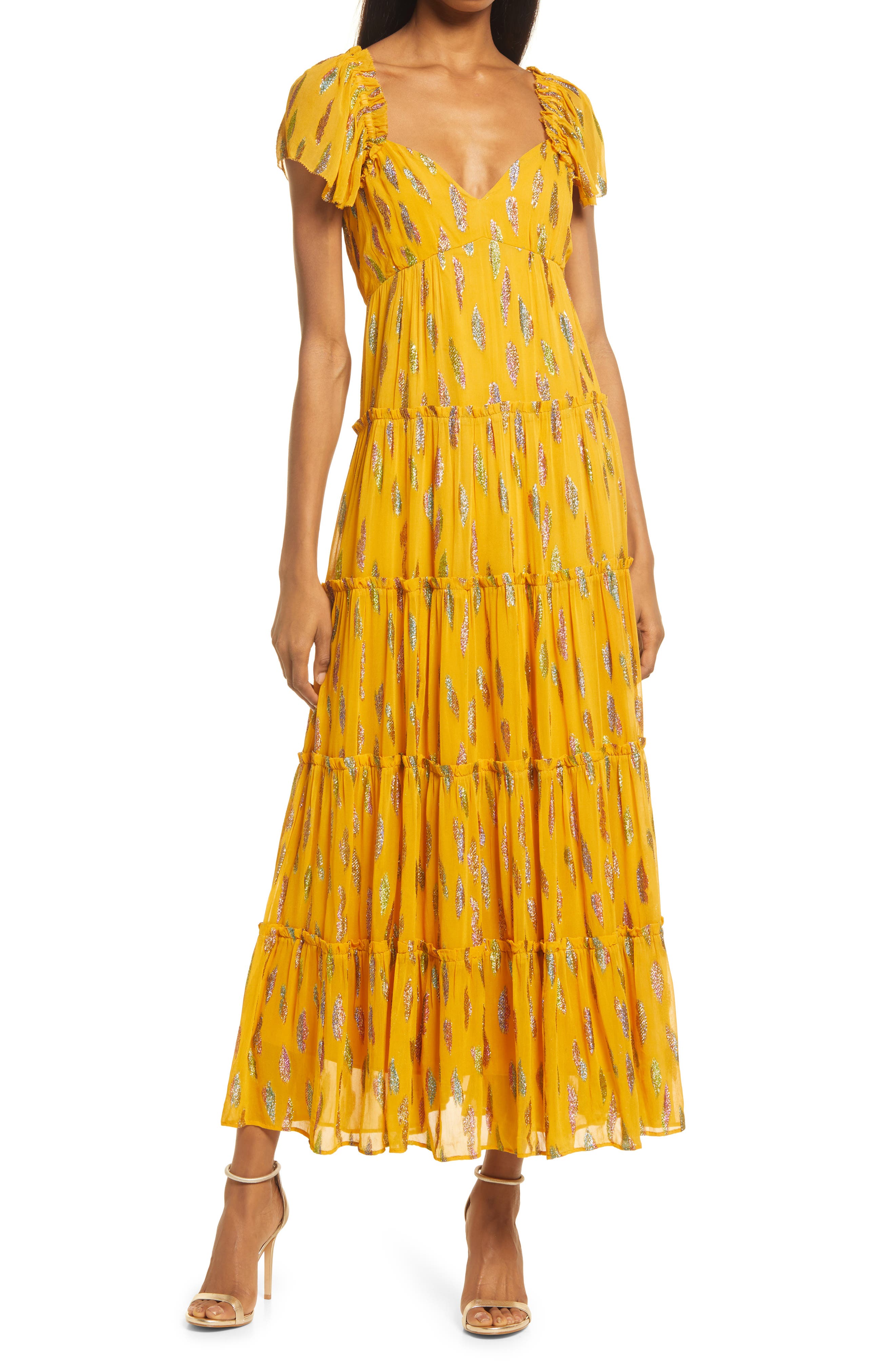 long yellow floral dress