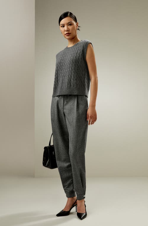 Lilysilk Glen Flex Worsted Trousers In Mixed Gray
