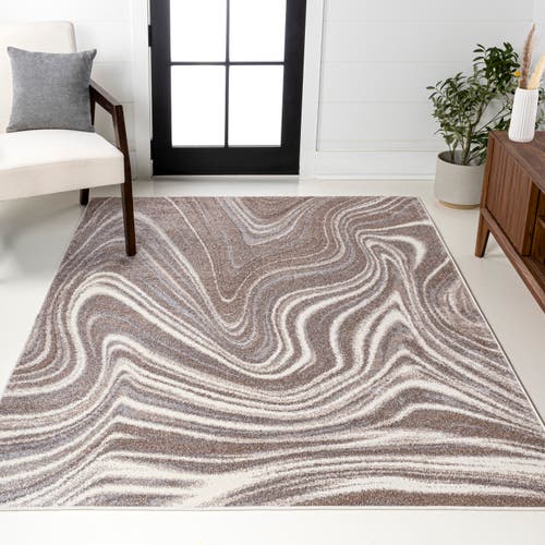 Shop Jonathan Y Eleni Contemporary Glam Abstract Marble Area Rug In Cream