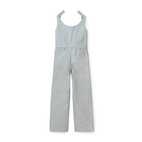 Shop Hope & Henry Girls' Knot Tie Button Front Jumpsuit, Toddler In Gray Tweed