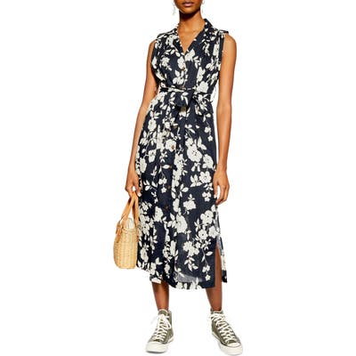 Topshop Sleeveless Midi Shirtdress, US (fits like 6-8) - Ivory