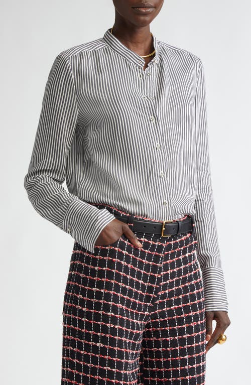 Shop St John St. John Collection Stripe Button-up Shirt In Black/pearl Multi