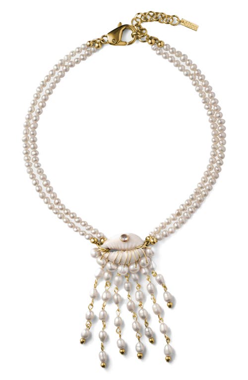 Shop Eliou Éliou Serena Freshwater Pearl Beaded Pendant Necklace In White