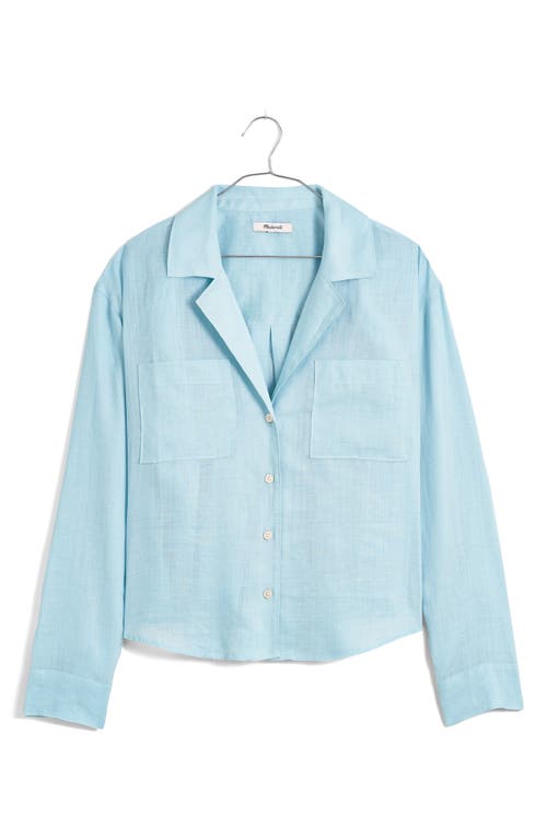 Resort Long Sleeve Ramie Shirt in Blue Heron