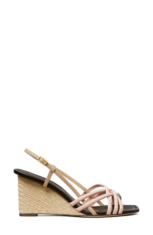 Shop Tory Burch Metallic Wedge Espadrille Sandal In Pink Brick/taupe/coco