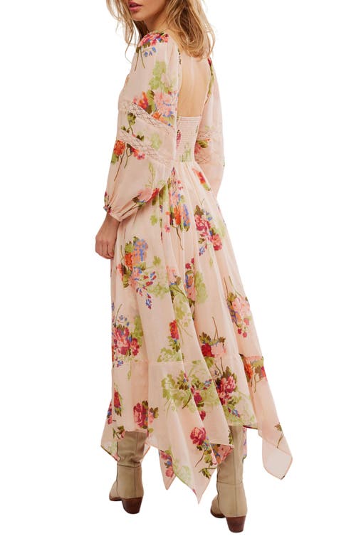 FREE PEOPLE FREE PEOPLE MORNING GLORY FLORAL SMOCKED LONG SLEEVE MAXI DRESS 