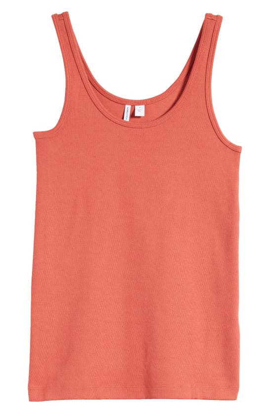 Shop Nordstrom Rib Scoop Neck Cotton Tank In Rust Spice