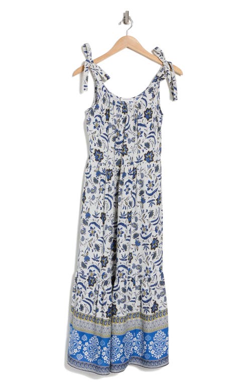 Shop Beachlunchlounge Cece Summer Tie Strap Midi Dress In Ibiza Garden