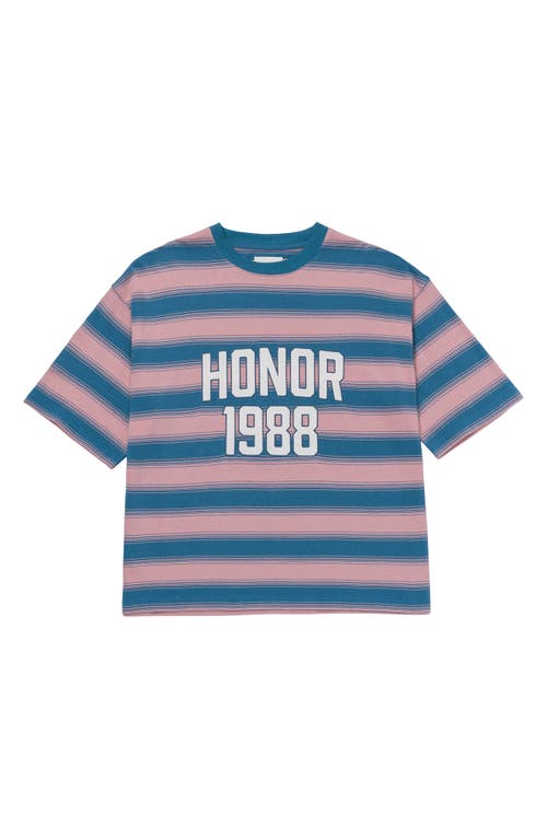 Shop Honor The Gift 1988 Logo Appliqué Box Stripe T-shirt In Pink