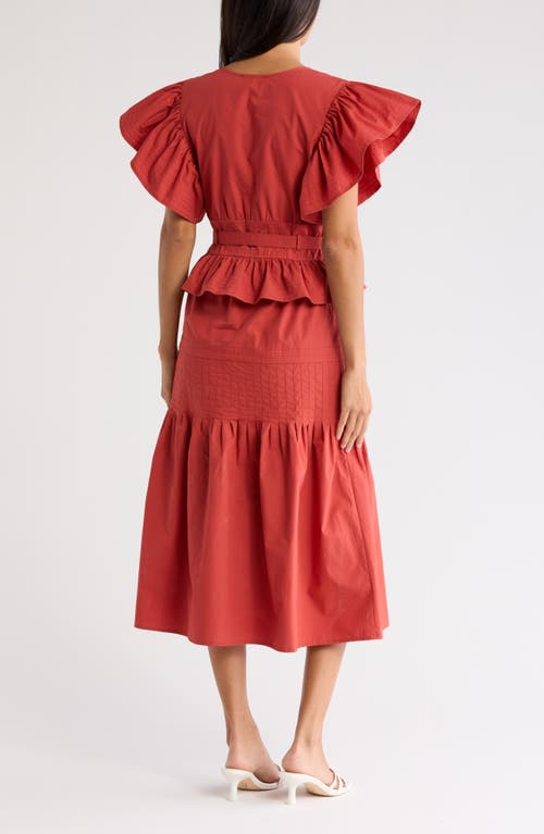 WISHLIST WISHLIST COTTON FLUTTER SLEEVE MIDI DRESS