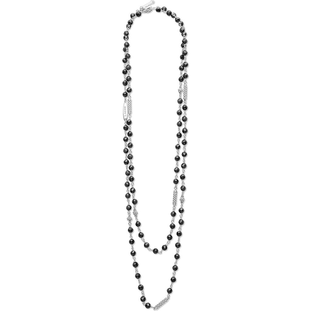 Lagos Caviar Icon Ceramic Layered Beaded Necklace In Black/silver