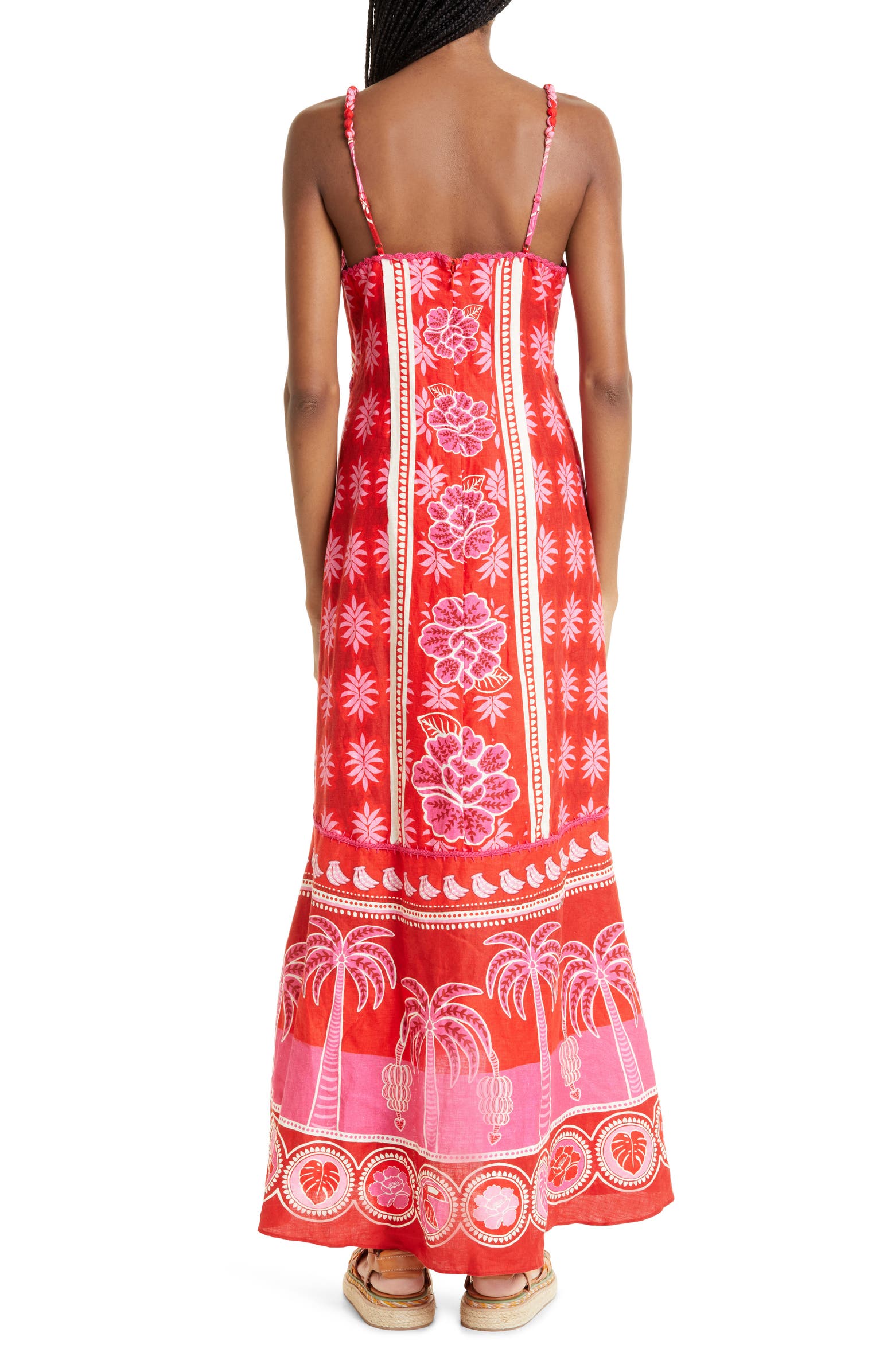 FARM Rio Summer Sunrise Embroidered Linen Maxi Dress | Nordstrom