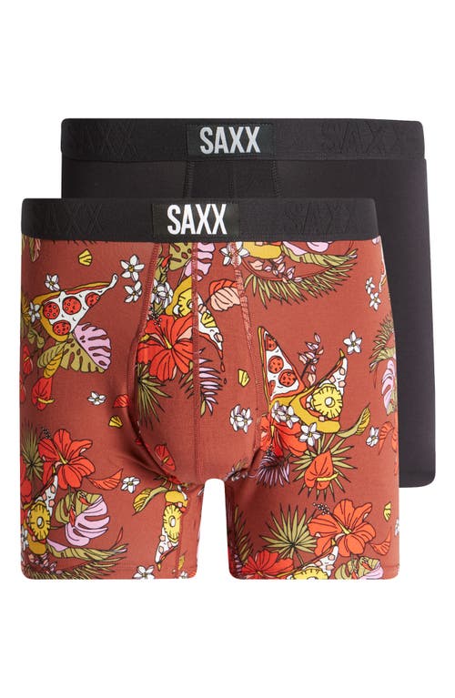 Saxx Ultra Super Soft 2-pack Relaxed Fit Boxer Briefs In Hawaiian Pizza/black