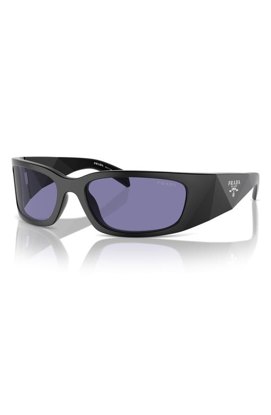 Prada 60mm Butterfly Polarized Sunglasses In Matte Black