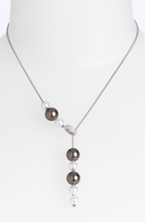 Pearls in Motion Black South Sea & Akoya Cultured Pearl Necklace in Black South Sea/akoya