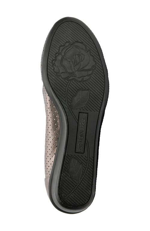 Ros Hommerson Evelyn Perforated Wedge Pump In Pewter Leather