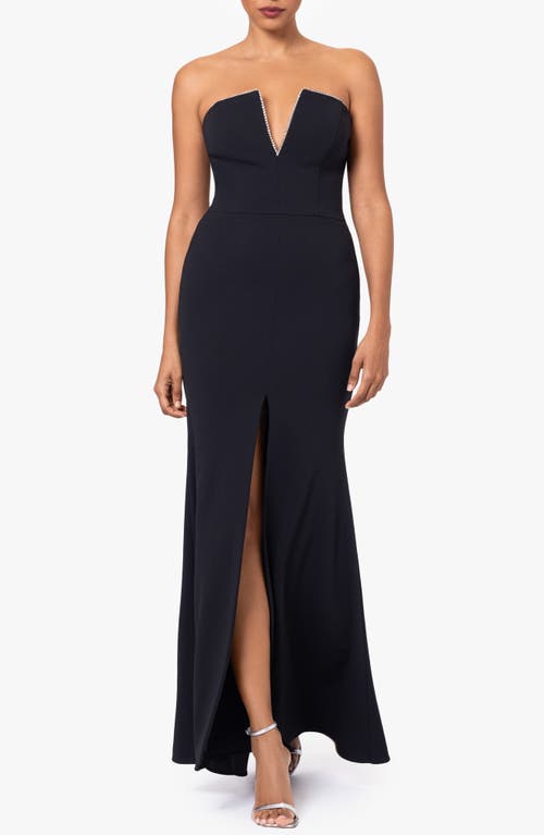 Notched Strapless Gown in Black