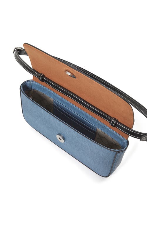 Shop Oryany Moroccan Denim Print Leather Crossbody Phone Wallet In Denim Blue