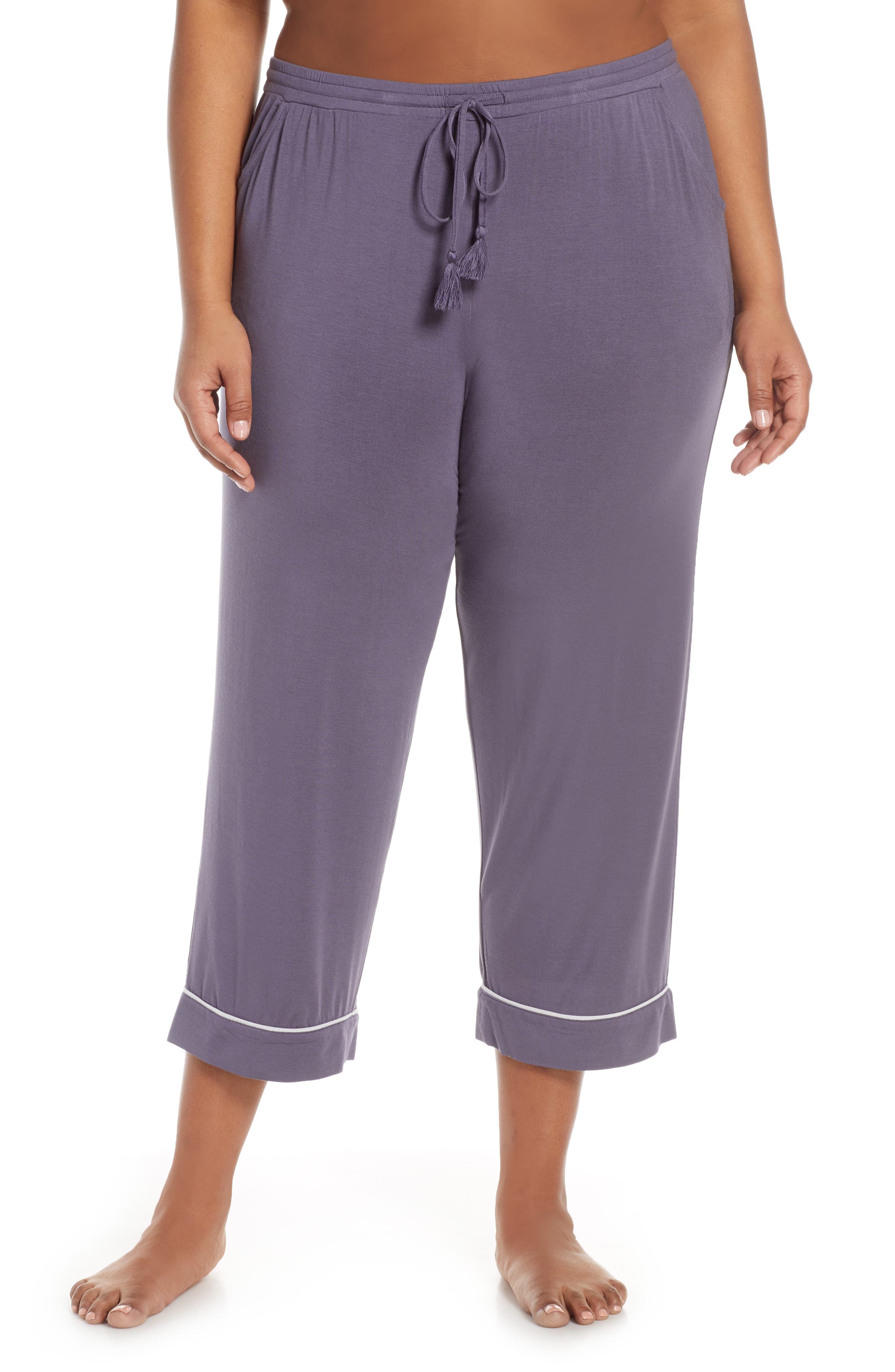 Plus Size Nordstrom Lingerie Moonlight Crop Pajama Pants, Grey