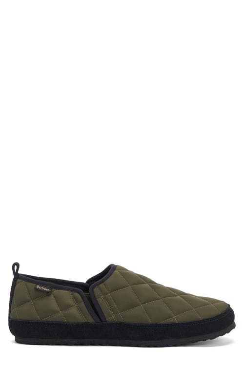 Shop Barbour Hall Quilted Slipper In Olive Green