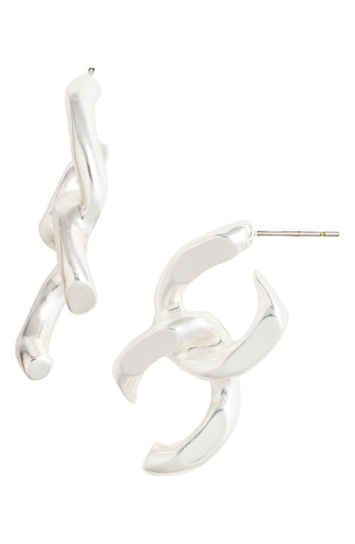 Karine Sultan Double Chunky Curb Link Hoop Earrings in Silver