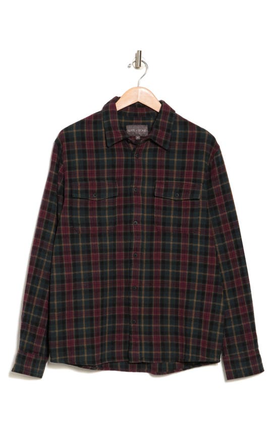 Slate & Stone Heavy Flannel Shirt Jacket In Green Red Plaid