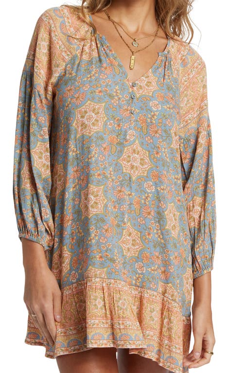 Shop Billabong She's A Dreamer Long Sleeve Shift Dress In Western Sky