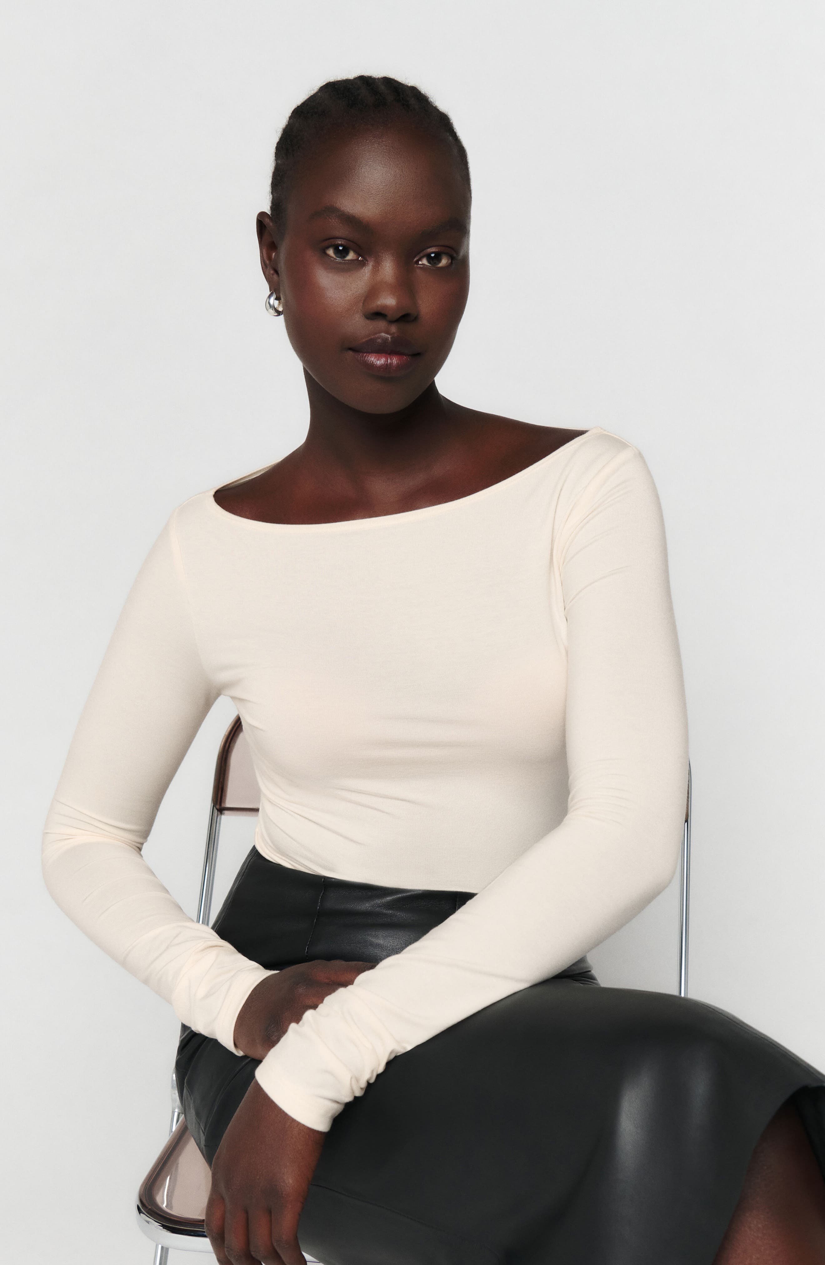 Reformation Wiley Ballet Neck Top in Cream | Smart Closet