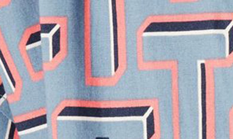 Baker By Ted Baker Kids' Cotton Graphic T-shirt & Print Short Sleeve Button-up Shirt Set In Blue