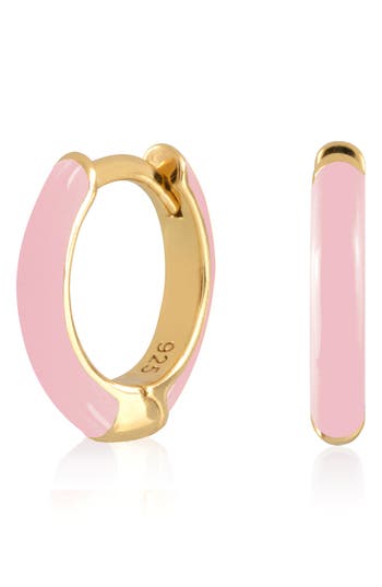 Es Jewelry Enamel Huggie Hoop Earrings In Light Pink Enamel