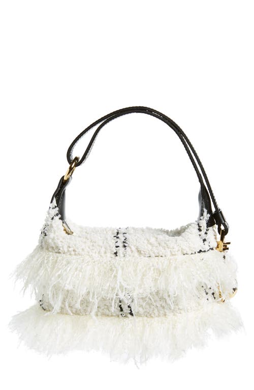 Small Pochette Tweed Top Handle Bag in Off White