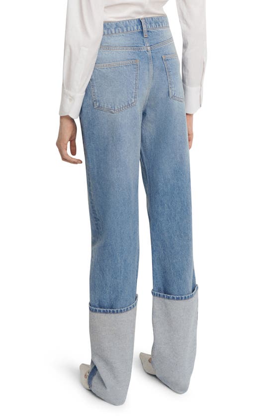 Shop Mango Turned-up Cuff Straight Leg Jeans In Medium Blue