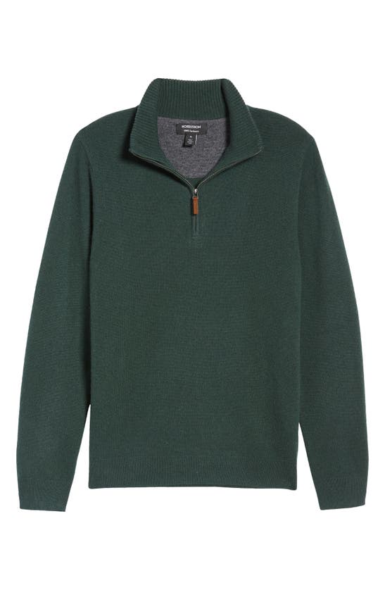 Nordstrom Cashmere Quarter Zip Pullover Sweater In Green Forest