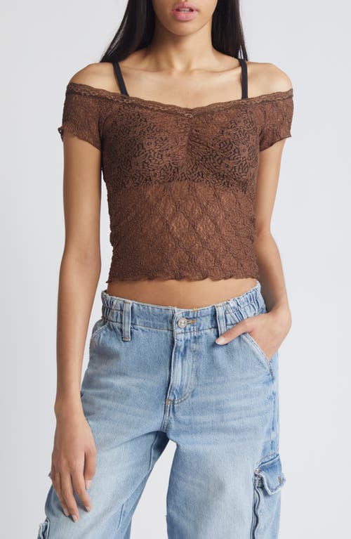 Rhia Lace Cold Shoulder Top in Chocolate