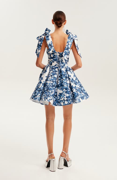 Milla Marvelous Blue Hydrangea Mini Dress On Straps, Garden Of Eden In Blue-double