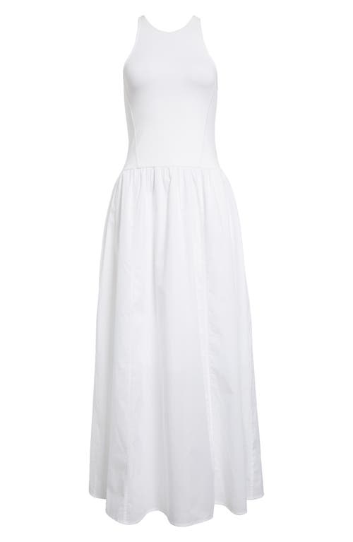 Atm Anthony Thomas Melillo Pima Cotton Mixed Media Sleeveless Maxi Dress In White
