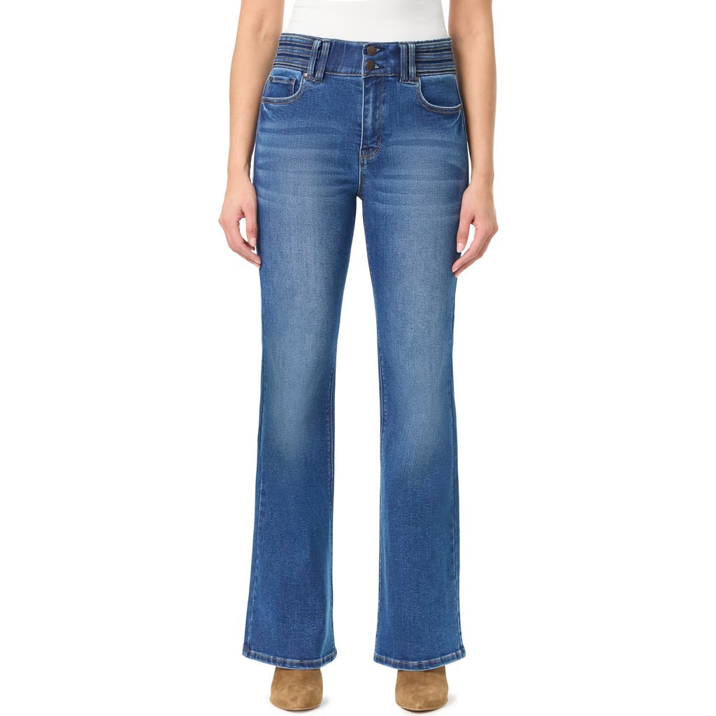 Curve Appeal Waistband Flare Jeans In Blue
