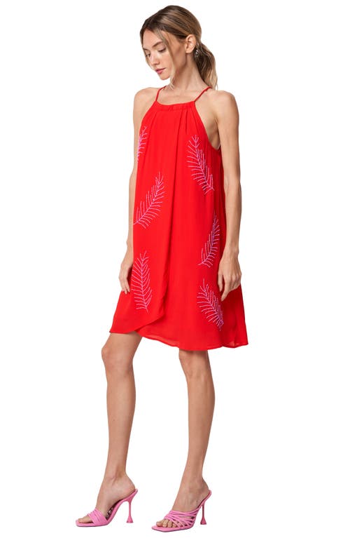 Shop Ciebon Joanna Beaded Palm Minidress In Red/pink