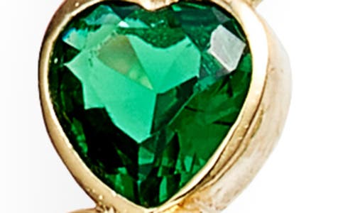 Shymi Bezel Heart Inside Out Hoop Earrings In Gold/green