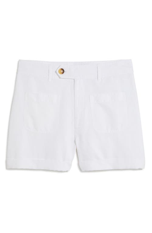 Shop Vineyard Vines Linen & Cotton Blend Cuff Patch Pocket Shorts In White Cap