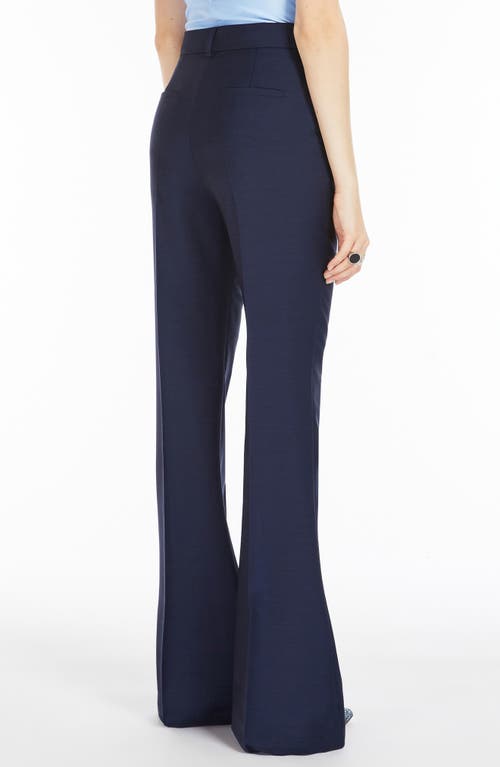 Shop Sportmax Slim Fit Wool & Mohair Blend Flare Trousers In Ultra Marine