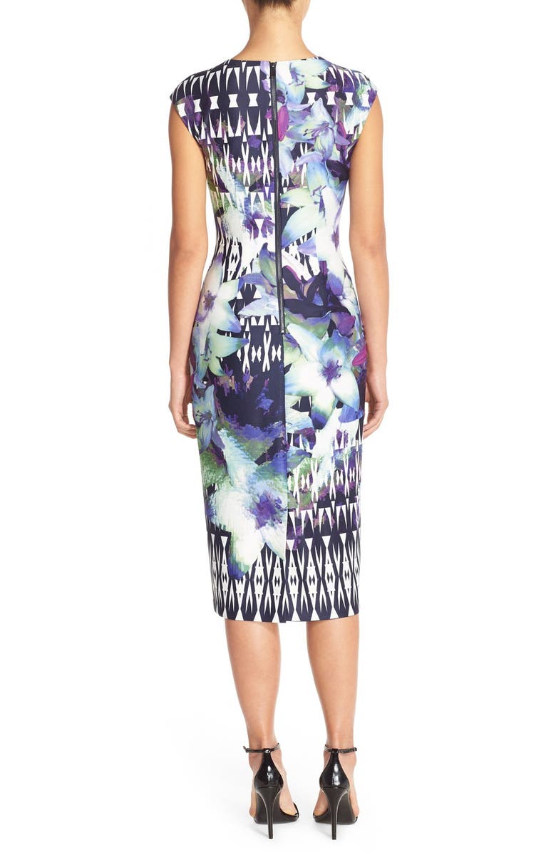 Vince Camuto Print Scuba Sheath Dress, Alternate, color, 