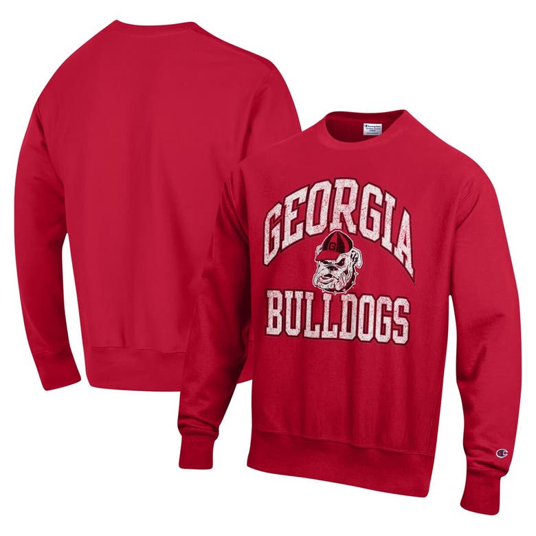 Shop Champion Red Georgia Bulldogs Vault Late Night Reverse Weave Pullover Sweatshirt