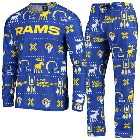 Los Angeles Rams Ugly Christmas Raglan Pajamas Set