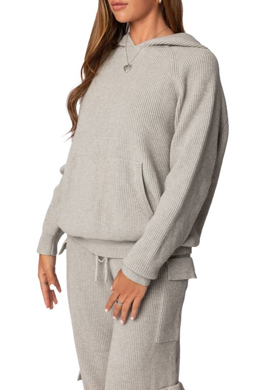 Shop Edikted Wynter Oversize Sweater Hoodie In Gray-melange