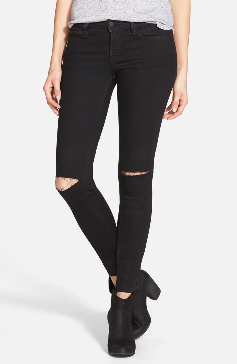 SP Black Ripped Knee Skinny Jeans (Black) (Online Only) | Nordstrom