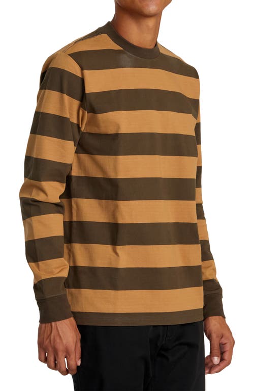 Shop Rvca Stripe Long Sleeve Cotton T-shirt In Camel