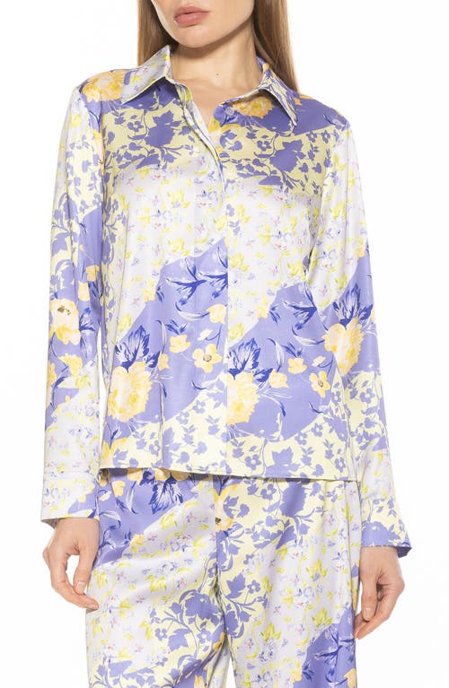 Alexia Admor Women's Ginger Print Satin Shirt In Lilac Floral