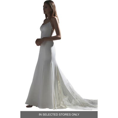 Watters Indra Lace Back Silk Trumpet Wedding Dress, Size IN STORE ONLY - Ivory