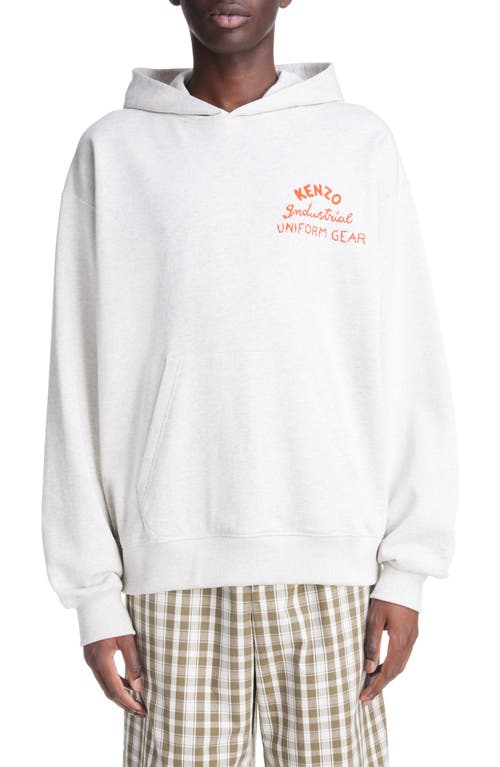 KENZO Drawn Varsity Oversize Cotton Graphic Hoodie Pale Grey at Nordstrom,